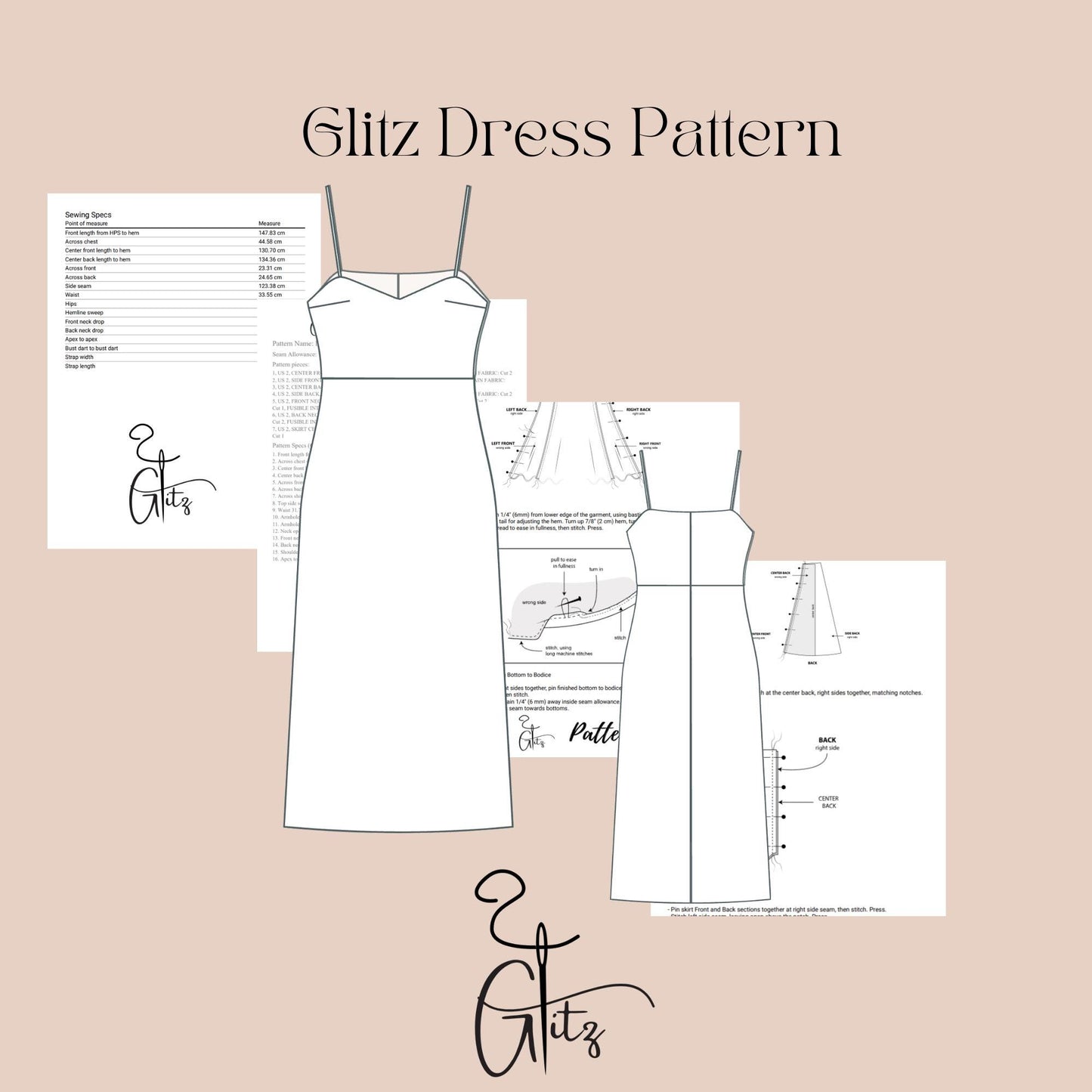 Spaghetti Strap V Neck A Line Midi Summer Dress Sewing Pattern Women Dress Pattern Easy Sewing Pattern Beginner Friendly
