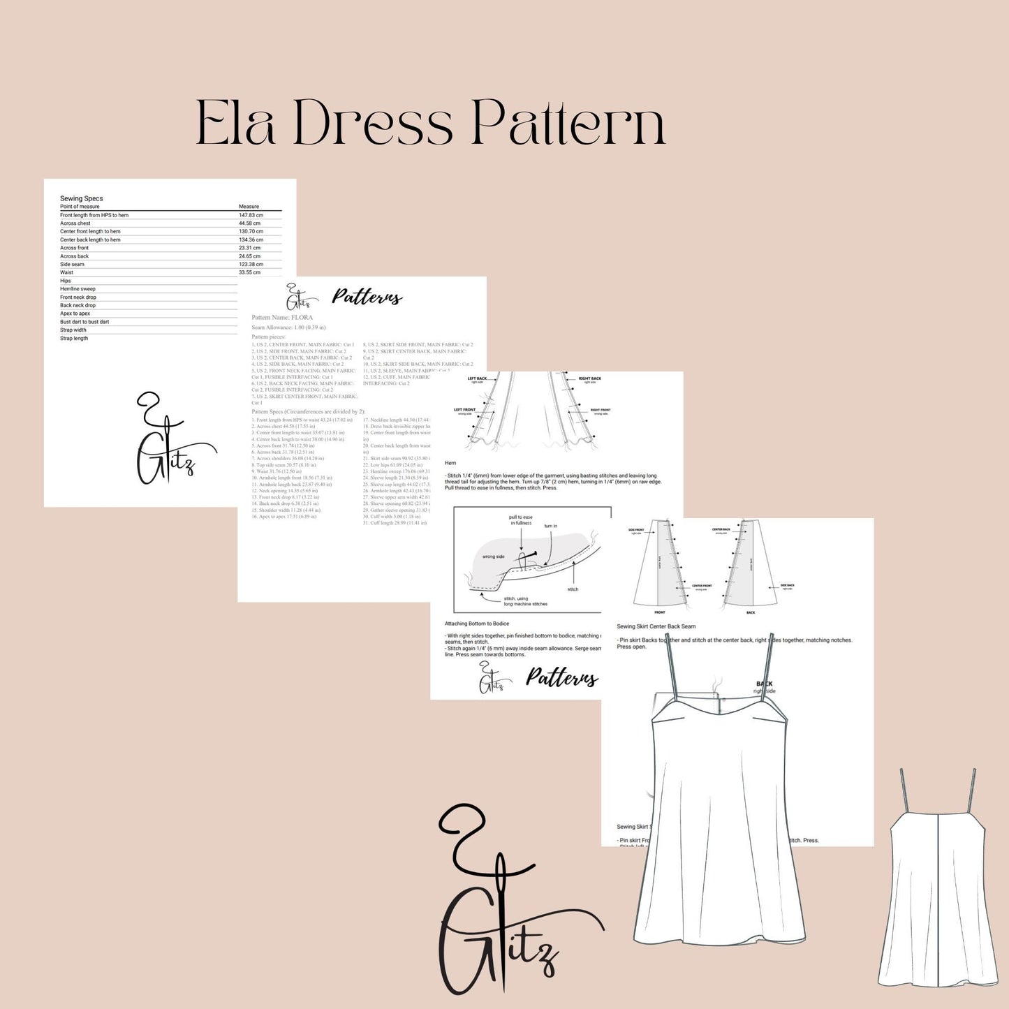 Ela Mini Basic Shift Dress Sewing Pattern PDF Digital Pattern Easy Sewing Pattern
