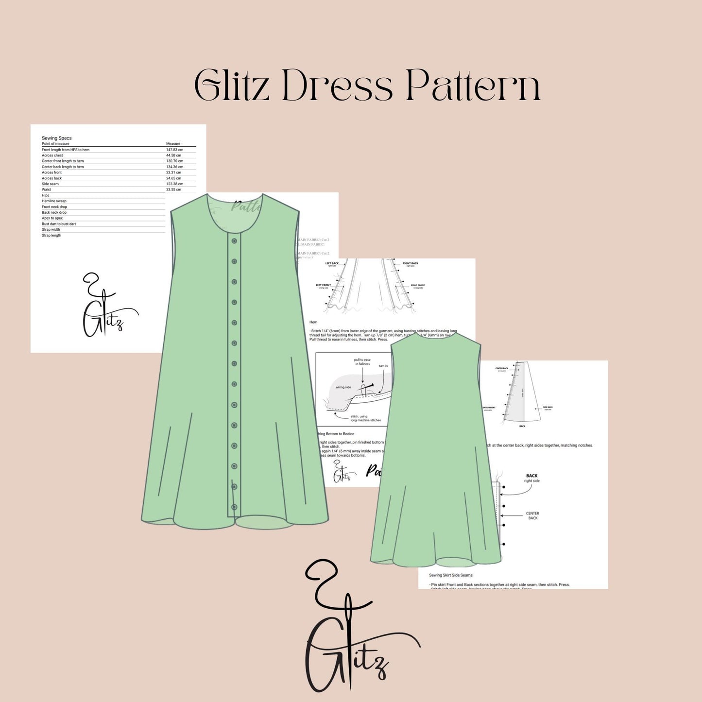 Girls Summer Dress Sewing Pattern Girl Buttoned Dress Flower Girl Dress Pattern