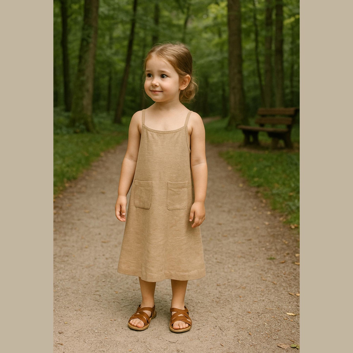 Girl Summer Dress Sewing Pattern Strap Neck Linen Dress Pattern Easy Sewing Pattern