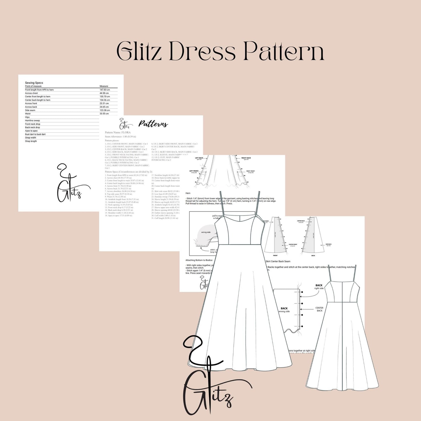 Midi Prom Dress Sewing Pattern Strap Summer Dress Evening Cocktail Dress Pattern