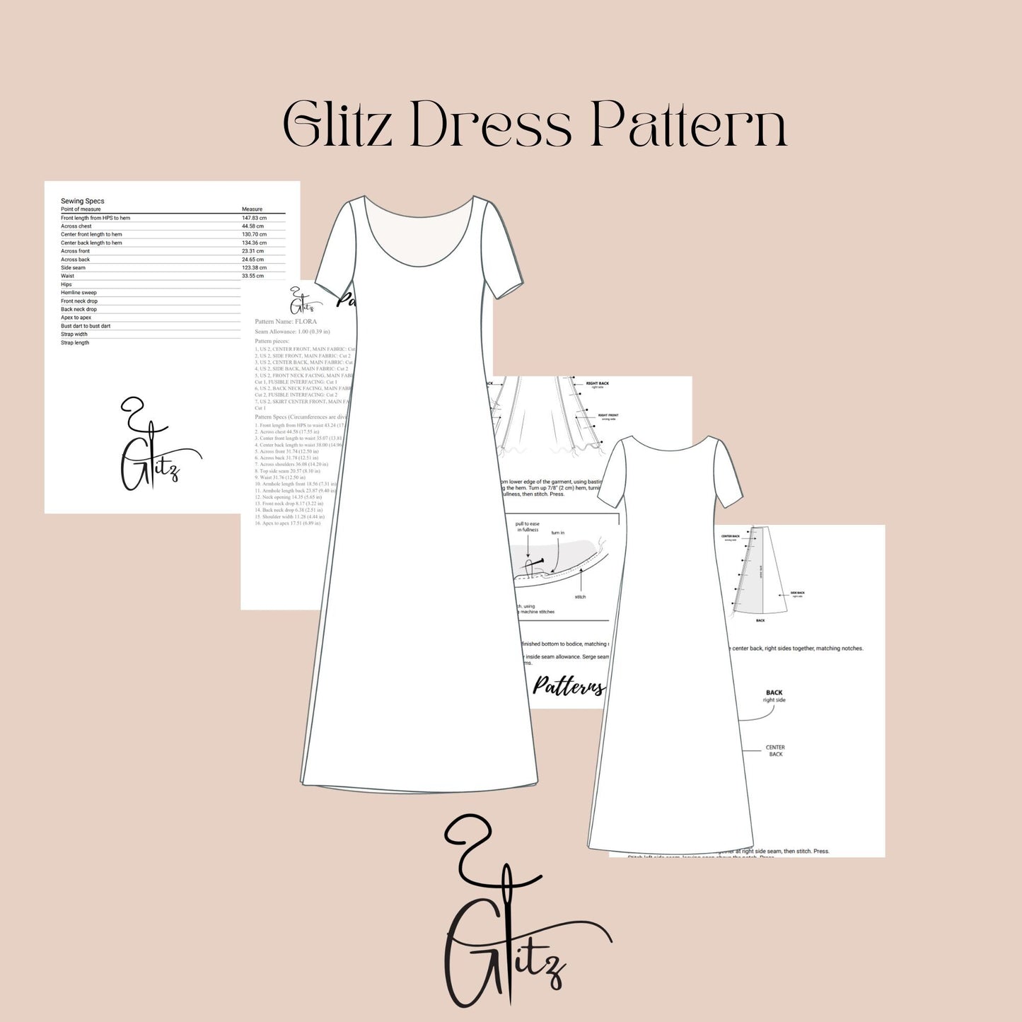 Strechy Summer Dress Sewing Pattern Long Basic Dress Casual Dress Easy Sewing Pattern Beginner Friendly