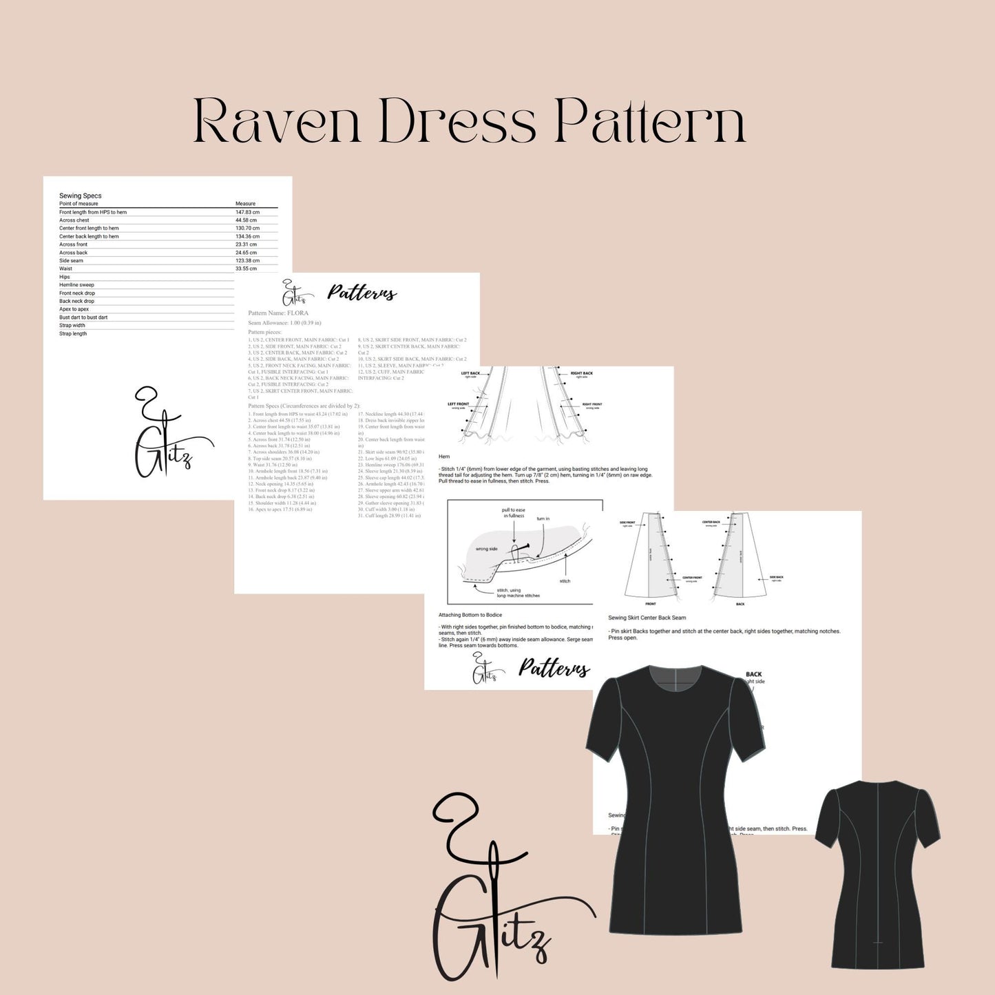 Short Sleeve Mini Dress with a Classic Crew Neck Digital Sewing Pattern PDF
