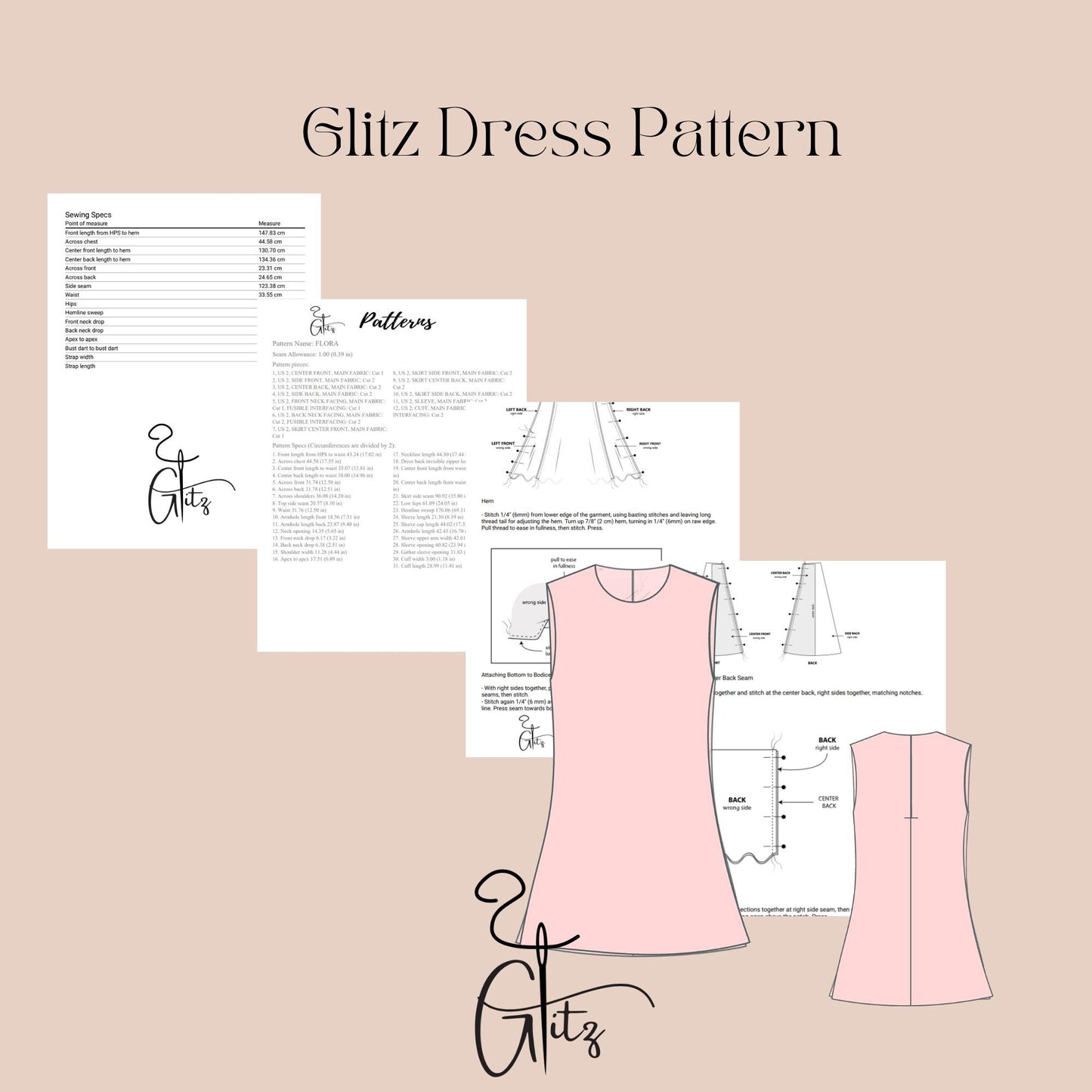 Mini Summer Dress Sewing Pattern Simple Dress Pattern Easy Sewing Pattern Mini Cocktail Dress Beginner Friendly