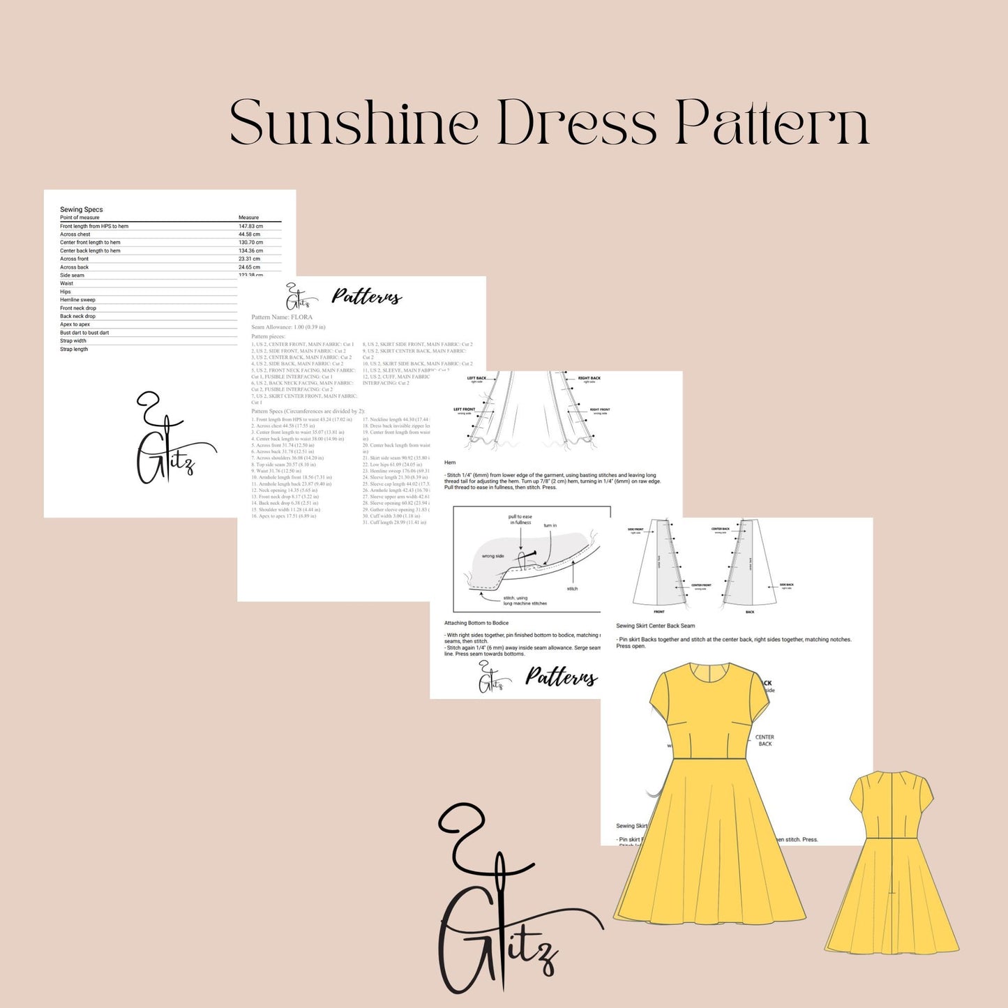 Midi Cocktail Dress Circle Dress Sewing Pattern Midi Prom Dress Digital Pattern PDF