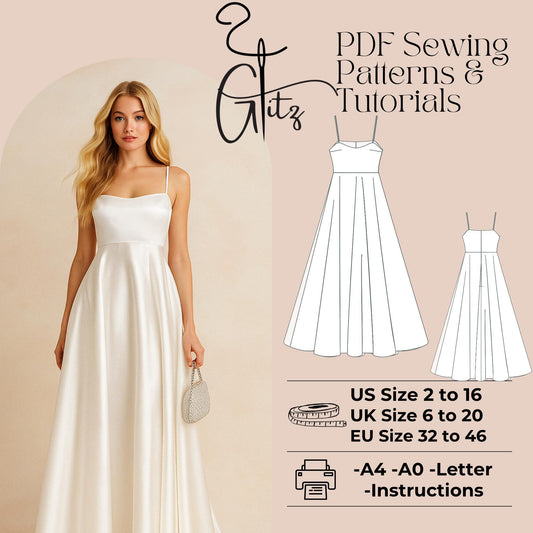 Maxi Dress Sewing Pattern Strap Neck Long Evening Dress Pattern Prom Dress