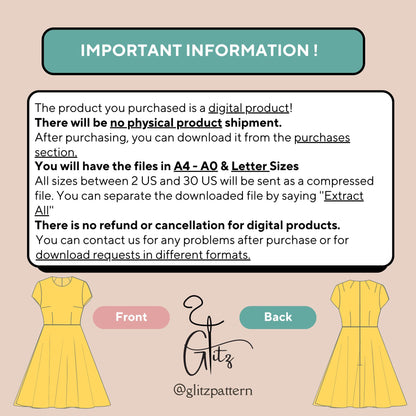 Midi Cocktail Dress Circle Dress Sewing Pattern Midi Prom Dress Digital Pattern PDF