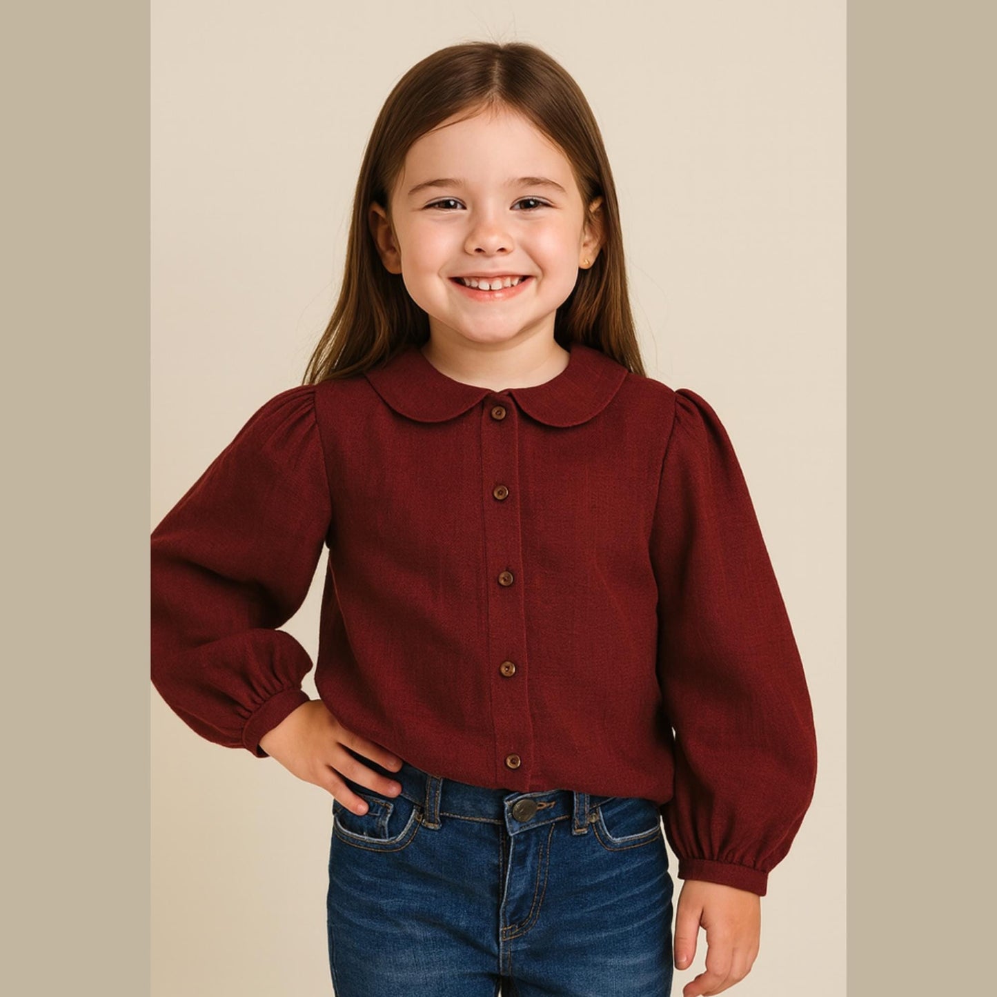 Girls Puff Sleeve Blouse Sewing Pattern Peter Pan Collar Shirt with Button  Cotton Blouse Pattern Kids Blouse Pattern
