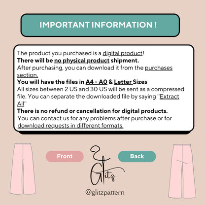 Summer Linen Palazzo Capri Cropped Wide Leg Elastic Waist Pants Digital Sewing Pattern PDF