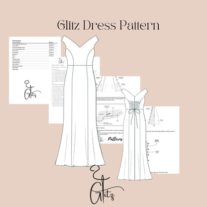 Off Shoulder Mermaid Dress Sewing Pattern – V Neck, Princess Seams, Elegant Fitted Gown Bridal Dress Wedding Dress Ball Gown