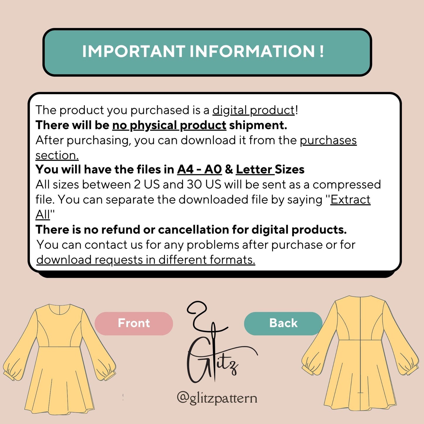 Puff Long Sleeve Mini Dress Sewing Pattern PDF Digital Sewing Pattern Dress for Women Elbow Bishop Sleeve