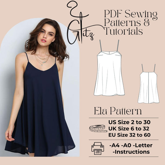 Ela Mini Basic Shift Dress Sewing Pattern PDF Digital Pattern Easy Sewing Pattern