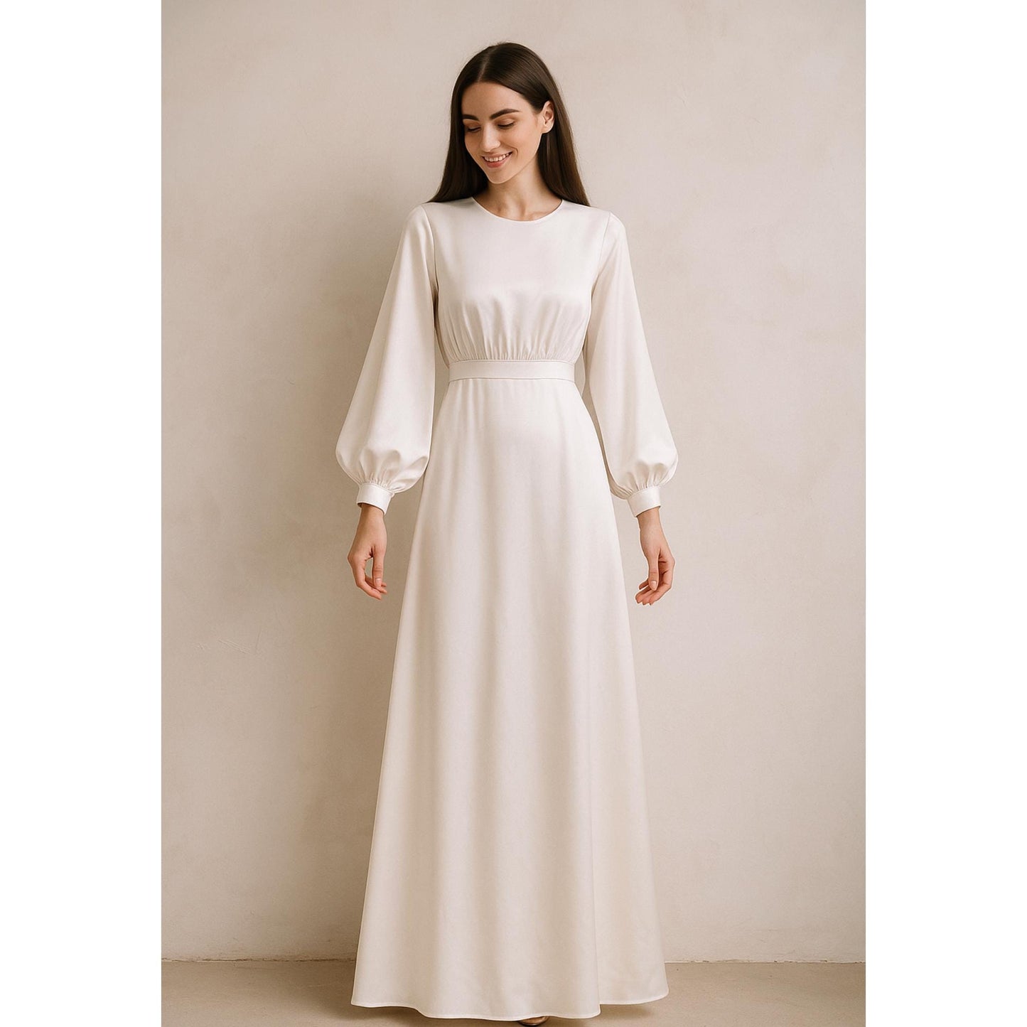 Modest Dress Sewing Pattern Maxi Dress Pattern Long Puff Sleeve Elegant Dress Pattern