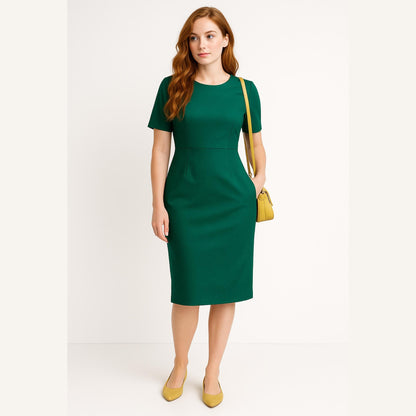 Midi Office Dress Sewing Pattern Short Sleeve Pencil Dress Pattern Evening Dress