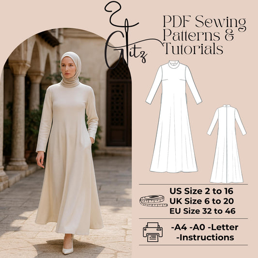 Modest Dress Sewing Pattern Maxi Dress Pattern Hijab Abaya Pattern Muslim Dress Pattern