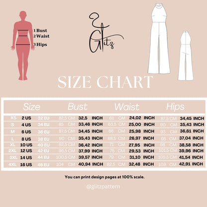 Halter Neck Jumpsuit Sewing Pattern Women's Knit One-Piece with Bust Darts & Invisible Zipper | Floor Length Sleeveless Romper