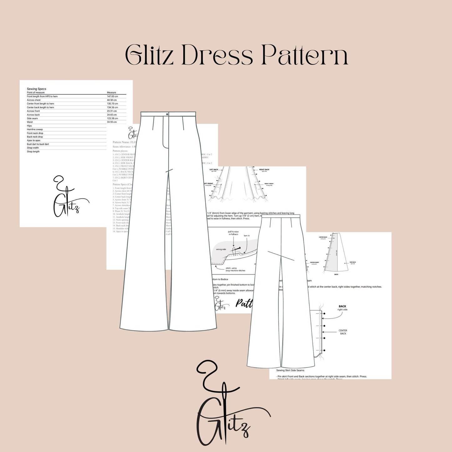 Women Pants Sewing Pattern Wide Leg Trousers Palazzo Pants Pattern Formal Pants