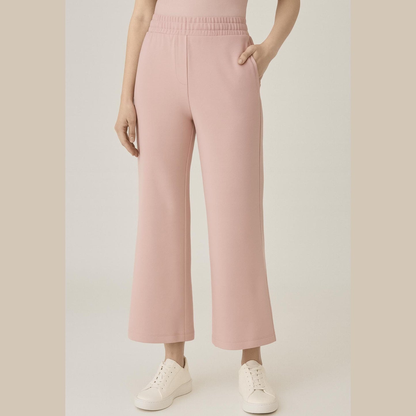 Women's Wide Leg Pants Sewing Pattern PDF | Knit Fabric | Elastic Waist & In-Seam Pockets | Faux Fly | A4 A0 Letter Files