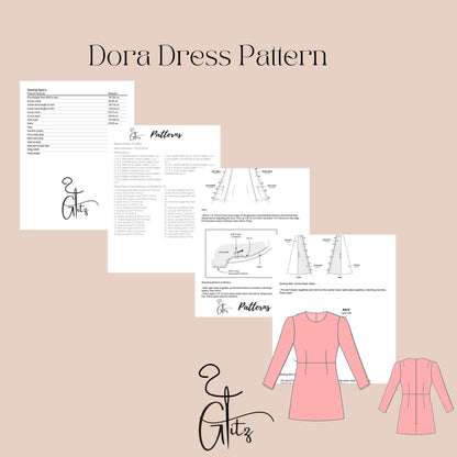 Dora Evening Coctail Dress Digital Sewing Pattern