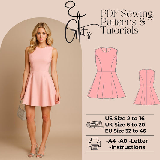 Full Panel Dress Sewing Pattern Mini Summer Dress Pattern Plus Size Pattern PDF Mini Evening Dress Pattern