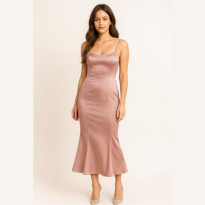 Midi Evening Dress Sewing Pattern Midi Mermaid Satin Cocktail Dress Pattern