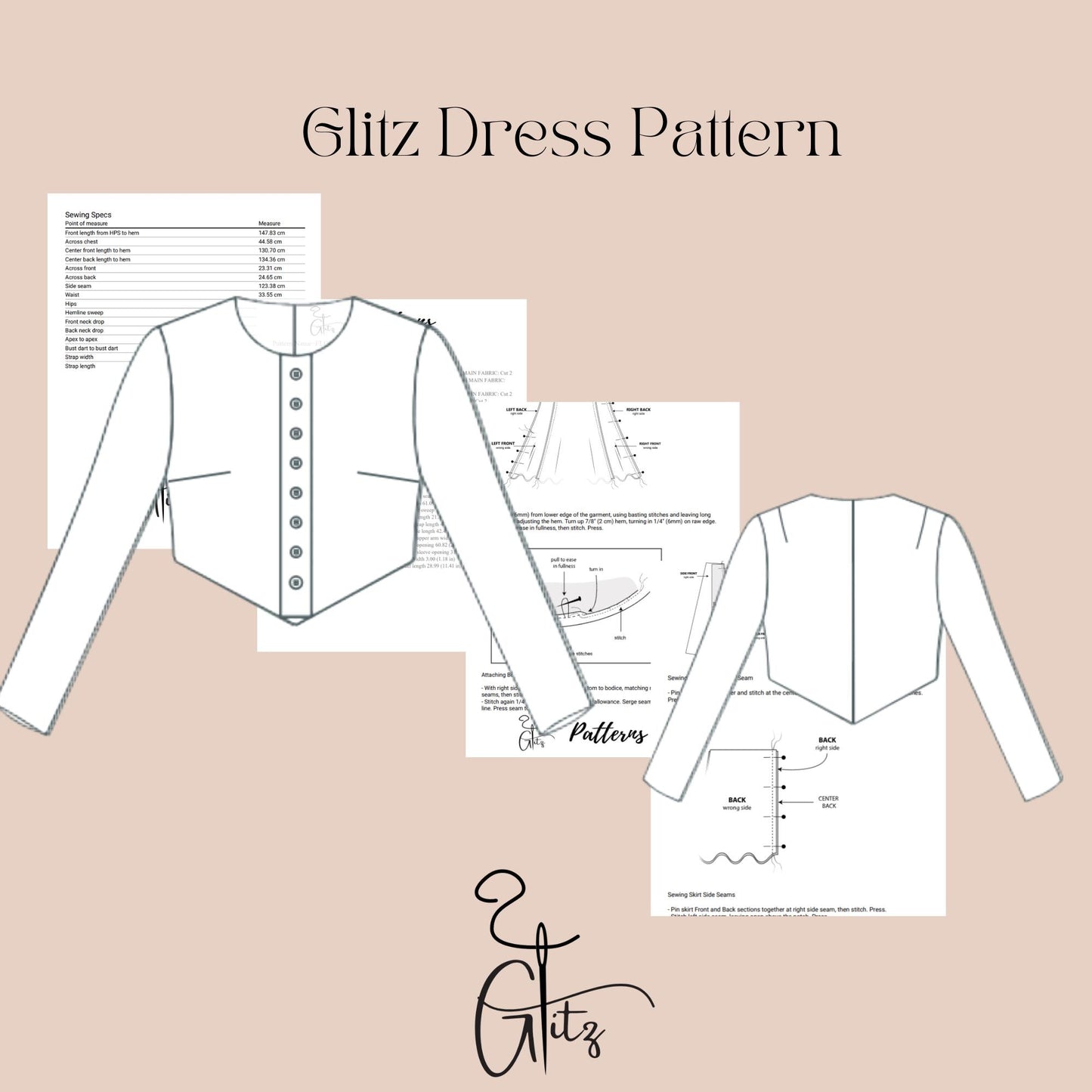 Cropped Button Front Top Sewing Pattern PDF | Long Sleeve Fitted Bodice Pattern | Modern Women’s Knit Top