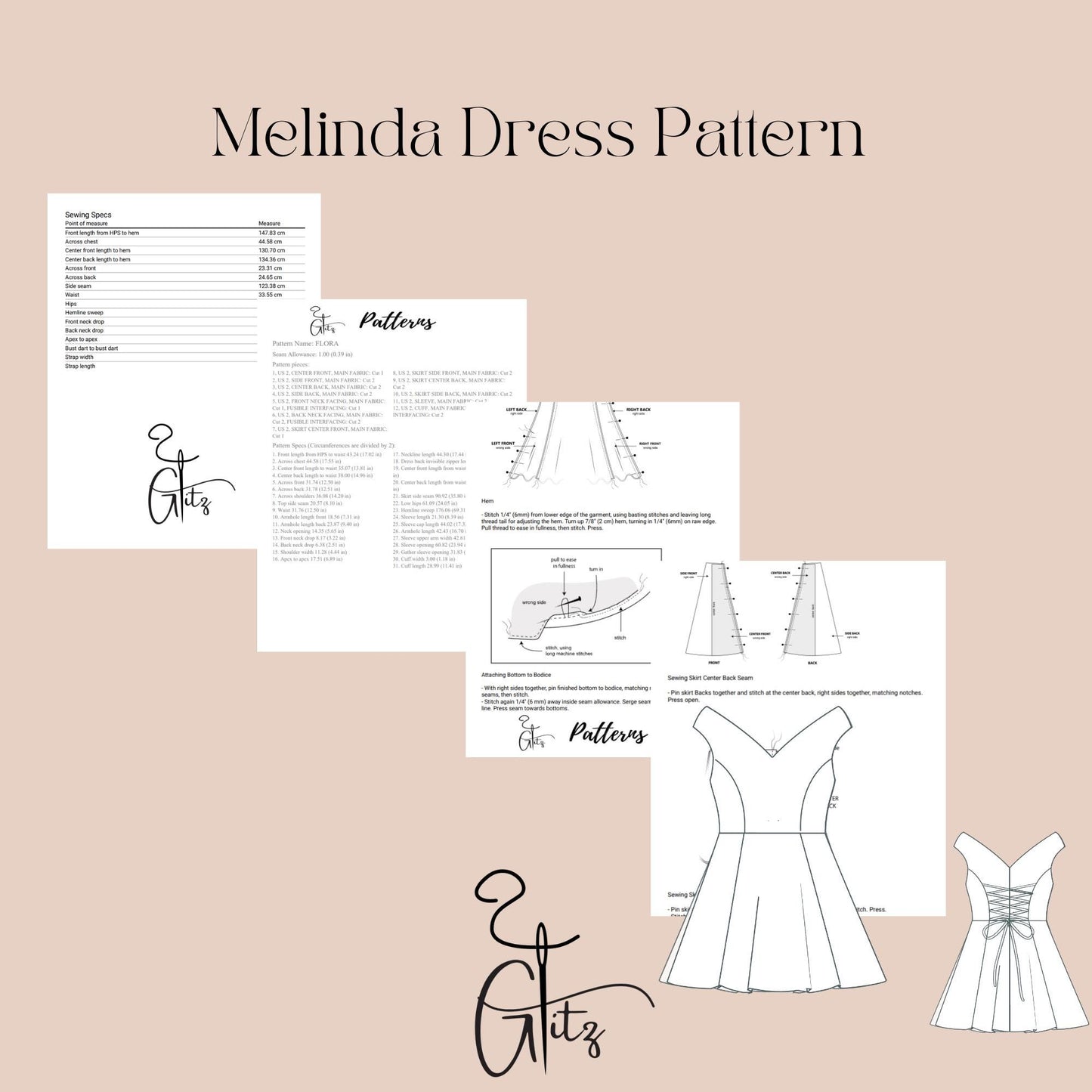 Melinda Off Shoulder Mini Dress Sewing Pattern