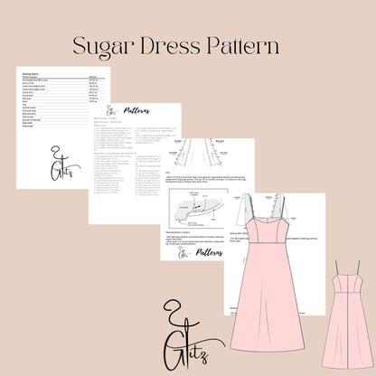 Sugar Strapless Midi Waist Fitted Prom Cocktail Dress Sewing Pattern Bachelorette Dress PDF Digital Sewing Pattern