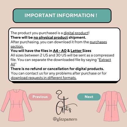 Dora Evening Coctail Dress Digital Sewing Pattern