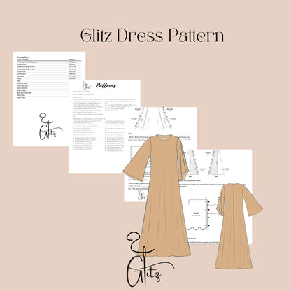 Modest Dress Sewing Pattern Maxi Evening Dress Muslim Hijab Abaya Pattern