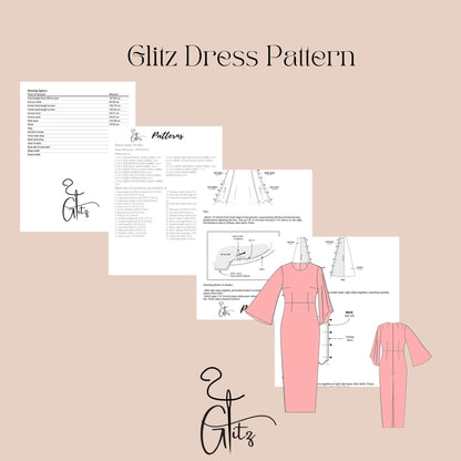 Long Flared Pencil Dress Sewing Pattern Office Dress Business Dress Sewing Pattern PDF