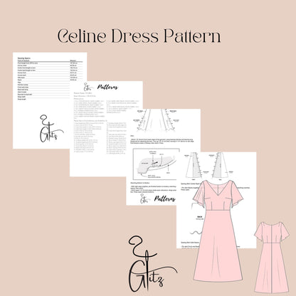 Celine Midi Evening Dress Pattern Cocktail Dress Pattern PDF Digital Sewing Pattern
