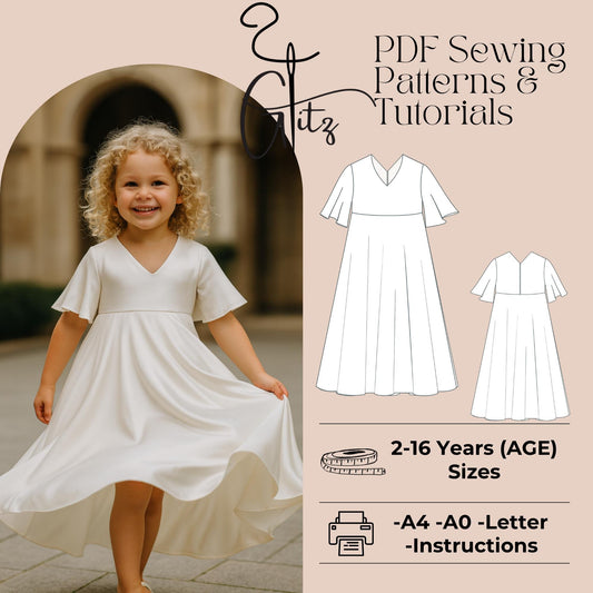 Girls Bridesmaid Dress Sewing Pattern Girls Prom Dress Pattern Evening Dress Pattern