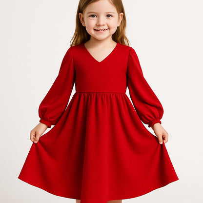 Kids Dress Sewing Pattern Baby Girl Dress Gathered Dress Long Sleeve Evening Dress Pattern