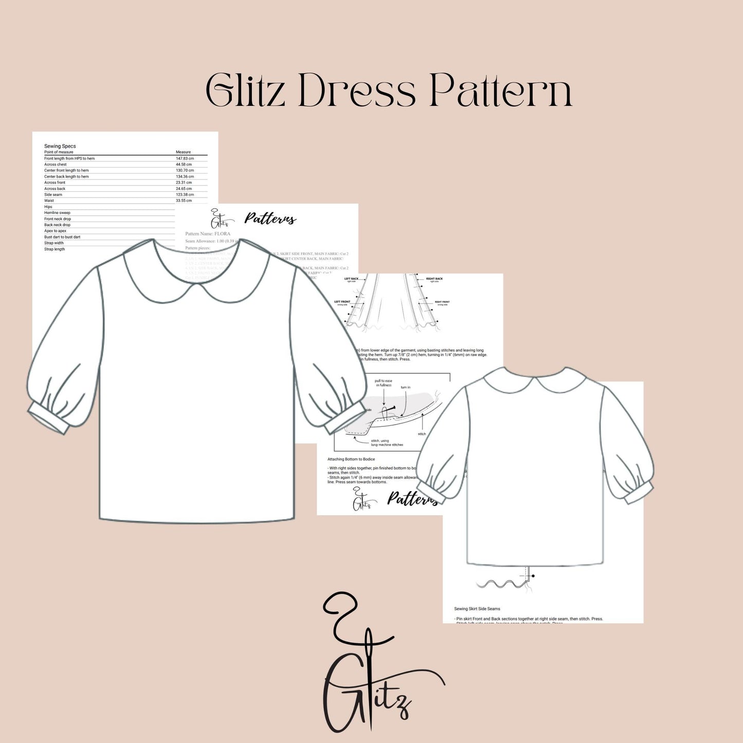 Girls Peter Pan Collar Neck Top Sewing Pattern Girl Puff Sleeve Blouse Pattern