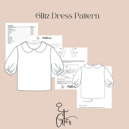 Girls Peter Pan Collar Neck Top Sewing Pattern Girl Puff Sleeve Blouse Pattern
