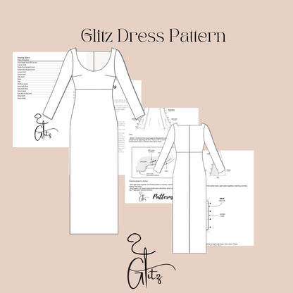 Long Sleeve Bodycon Dress Sewing Pattern Easy Sewing Pattern Wide Collar Strechy Dress Pattern