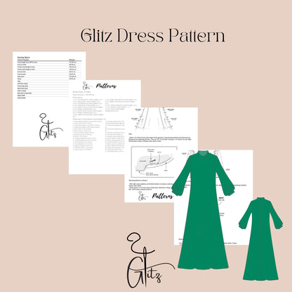 Long Sleeve Hijab Dress Modest Abaya Dress Sewing Pattern Long Robe Kaftan Modest, Hijab Maxi Evening Dress Sewing Pattern