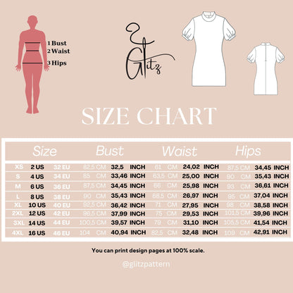 Puff Sleeve Mini Summer Dress Sewing Pattern Easy Sewing Pattern