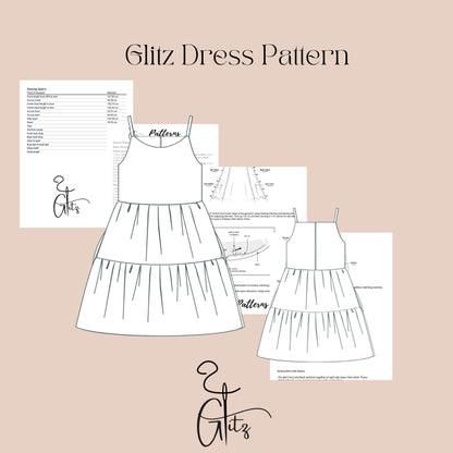 Kids Tiered Dress Sewing Pattern Girls Straps Ties Dress Sewing Pattern Beginner Pattern Girls Dress Pattern