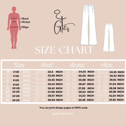Summer Linen Pants Sewing Pattern High Waist Pants Women Trousers Pattern Wide Leg Pants