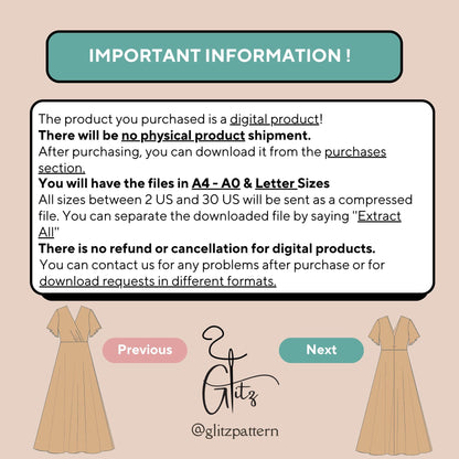 Flared Short Sleeve Draped Neck Long Prom Dress Digital Sewing Pattern Long Evening Cocktail Dress Bridesmaid Dress