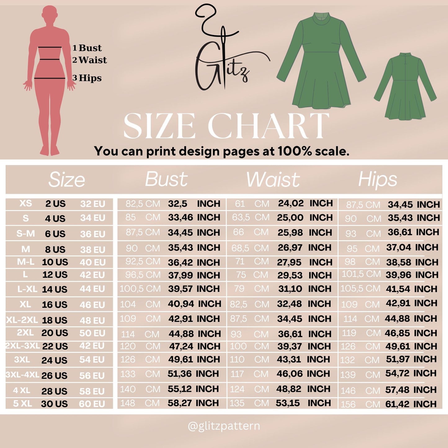 A Line Mini Dress with Long Sleeve and High Neckline Sewing Pattern PDF