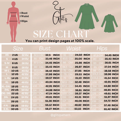 A Line Mini Dress with Long Sleeve and High Neckline Sewing Pattern PDF