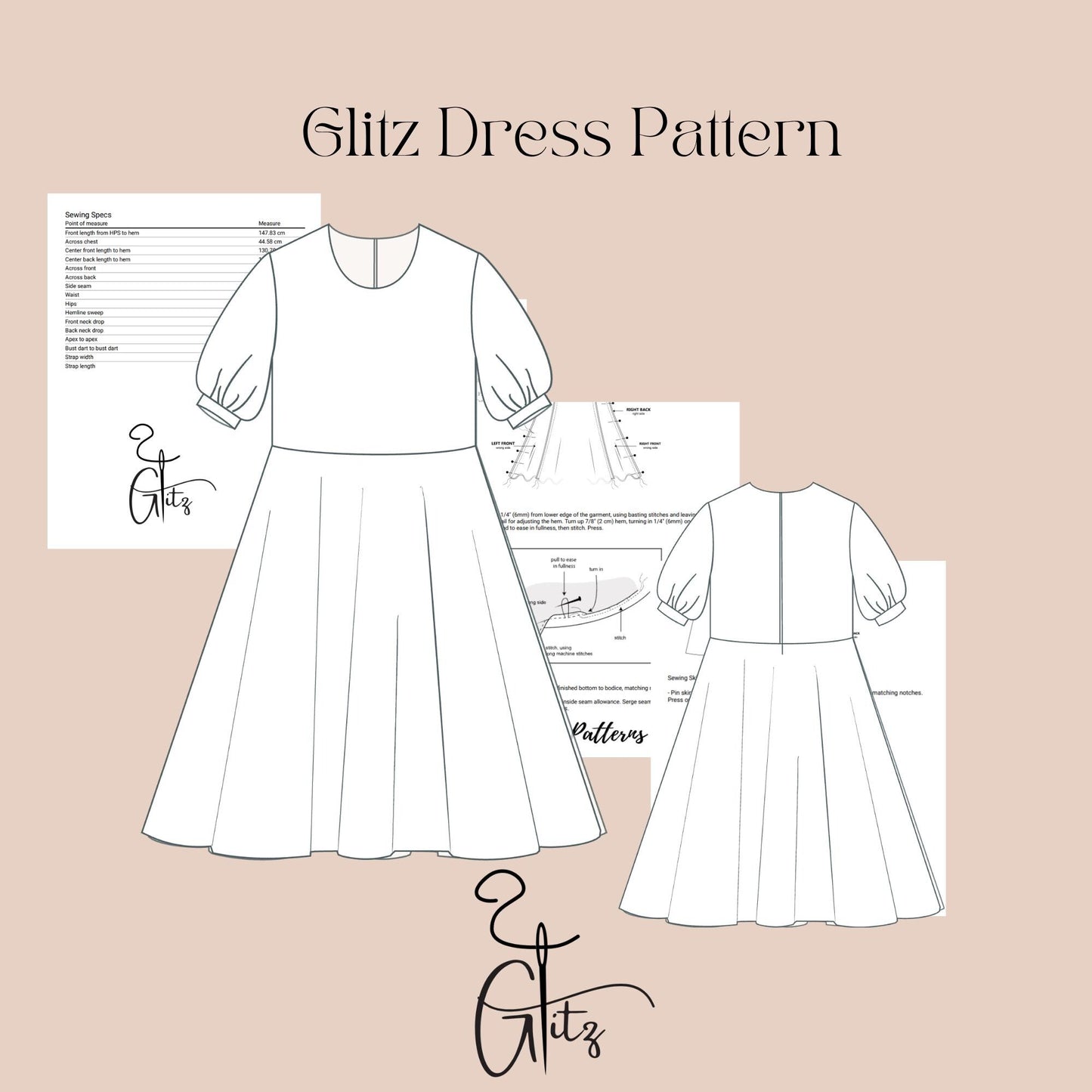 Girls Summer Dress Sewing Pattern Kids Dress Pattern Puff Sleeve Midi Dress Pattern