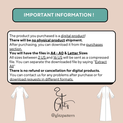 Modest Dress Sewing Pattern Hijab Abaya Pattern Long Satin Evening Dress Pattern