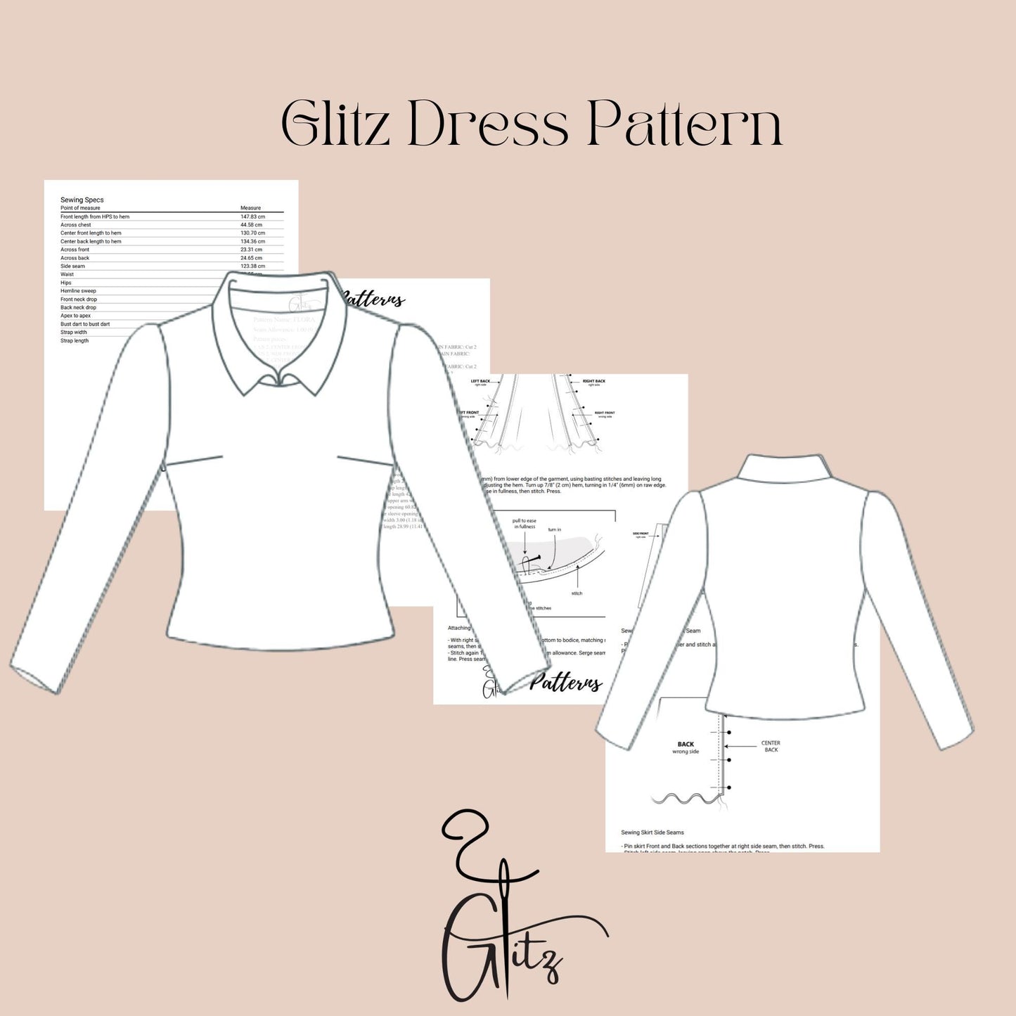 Collared Knit Top Sewing Pattern PDF | Long Sleeve Fitted Womens Top Pattern | Modern Polo Style Stretch Top