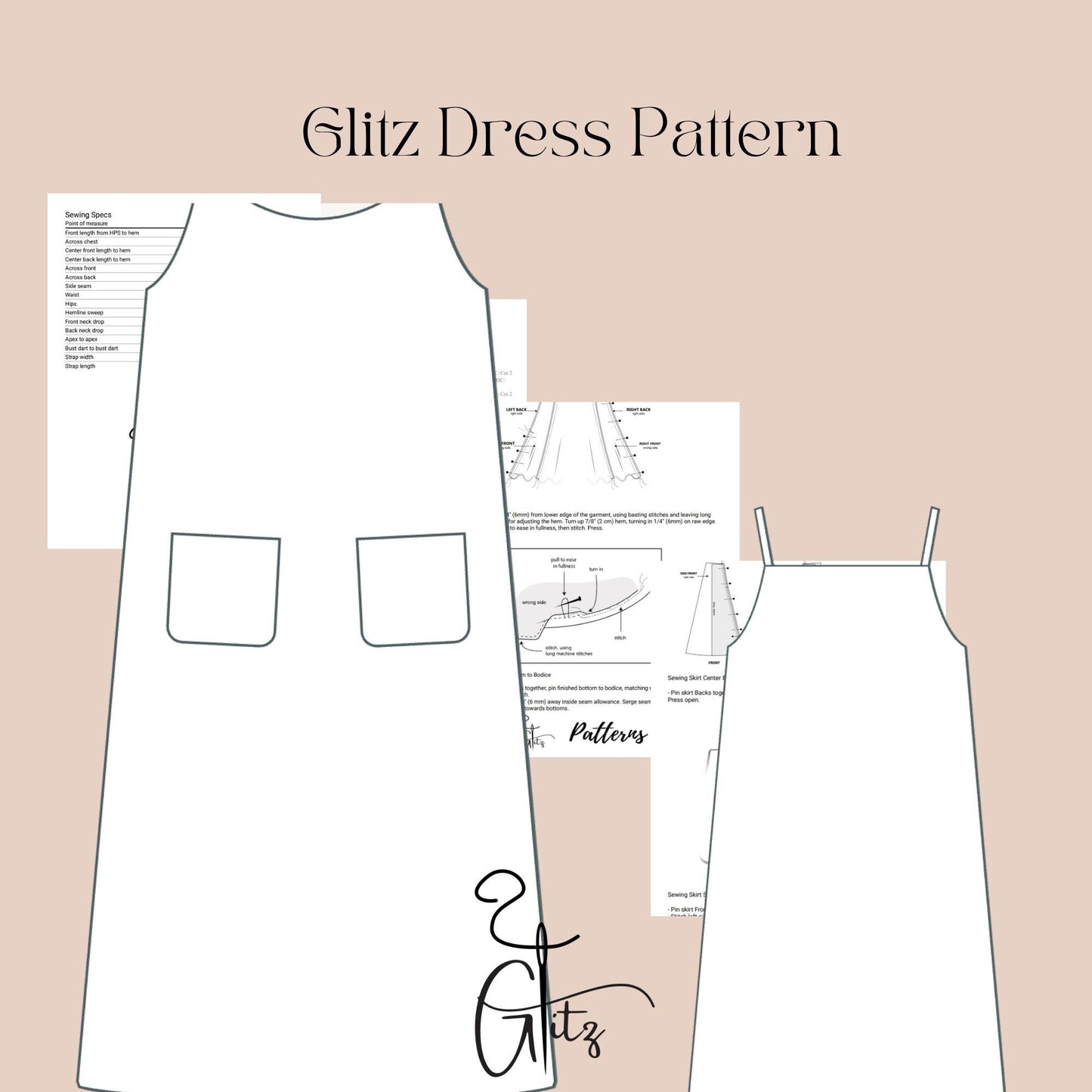 Girl Summer Dress Sewing Pattern Strap Neck Linen Dress Pattern Easy Sewing Pattern