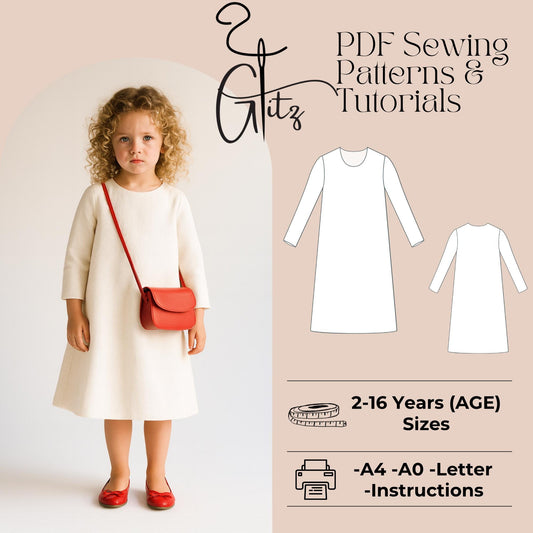 Girls Dress Sewing Pattern Cottagecore Dress for Girls Easy Sewing Pattern