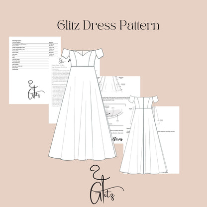 Off Shoulder Sweetheart Neck Prom Dress Sewing Pattern Ball Gown Bridal Gown Wedding Dress Pattern